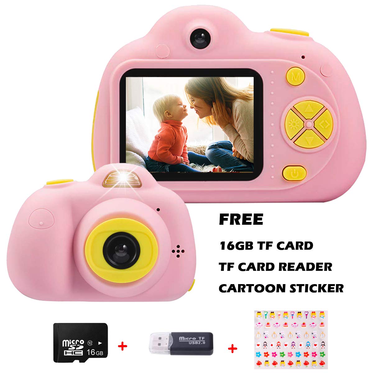 Rosado LCD da 2 Pollici perfeclan Fotocamera Digitale Bambini,Digital Camera Kids Videocamera Doppia Fotocamera 800w/ con Scheda SD Espandibile Fino A 32 GB 
